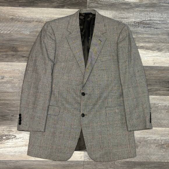 Vintage Y2K Brooks Brothers Glen Plaid Men 42L Single Breasted Wool Italy Blazer - Picture 2 of 13
